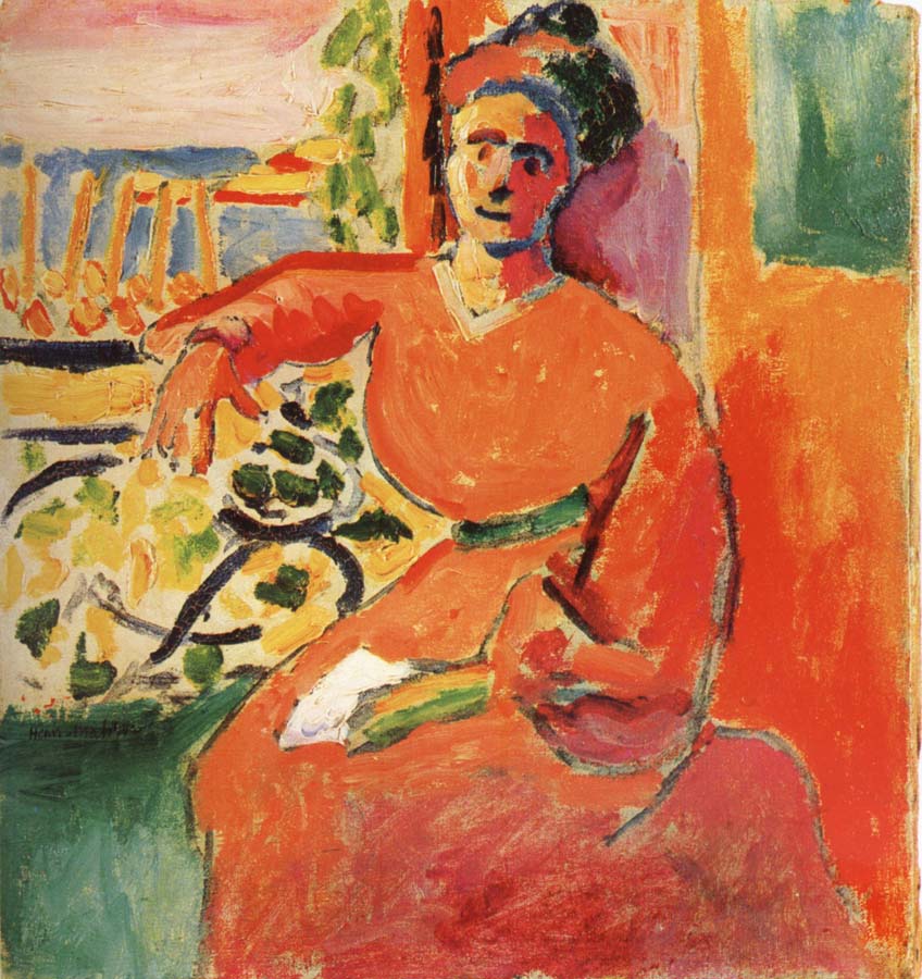 Woman in the front of window